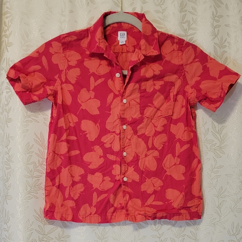 GAP Kids Red Floral Button-Up Shirt